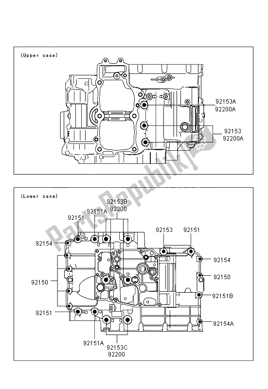 Tutte le parti per il Modello Del Bullone Del Basamento del Kawasaki ER 6F 650 2013