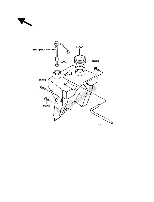 Tutte le parti per il Serbatoio Dell'olio del Kawasaki KMX 125 1991