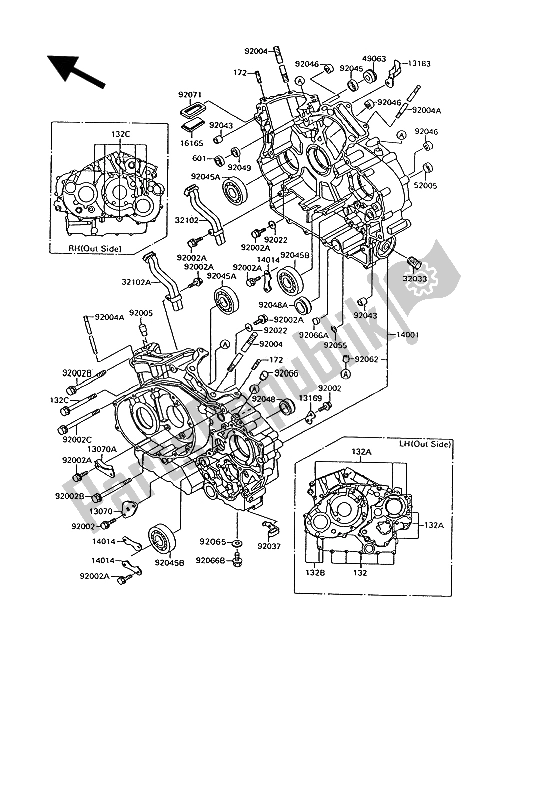 All parts for the Crankcase of the Kawasaki VN 15 1500 1994