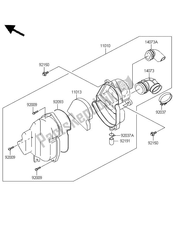 All parts for the Air Cleaner of the Kawasaki KLX 110 2011