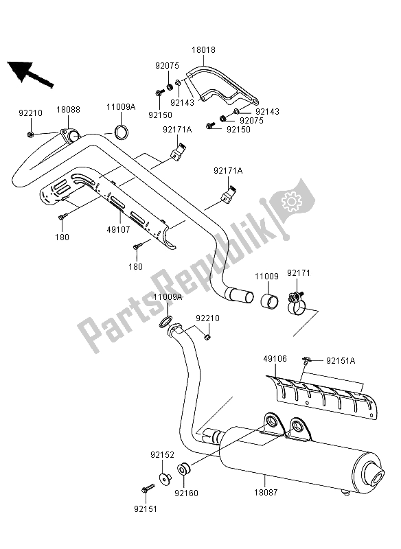 Todas las partes para Silenciador de Kawasaki KVF 650 4X4 2006