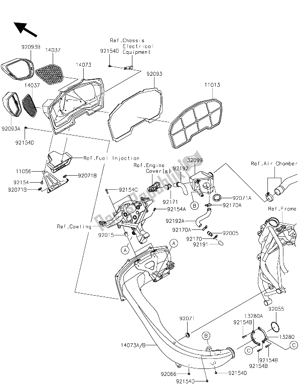 Todas las partes para Filtro De Aire de Kawasaki Ninja H2R 1000 2015