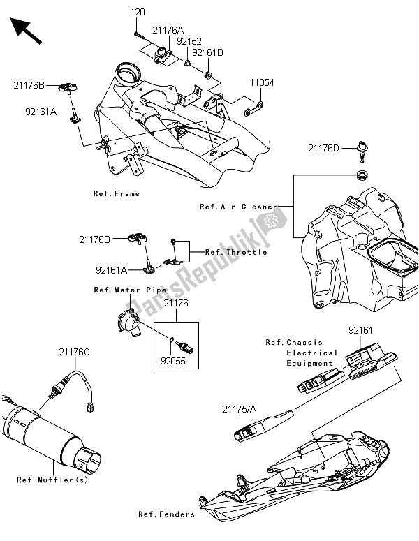 All parts for the Fuel Injection of the Kawasaki Z 800 ADS 2013