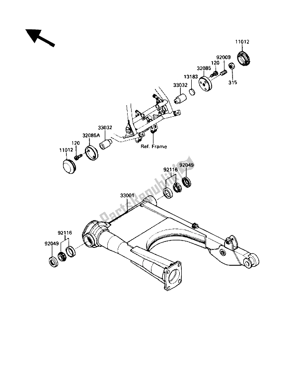 Tutte le parti per il Forcellone del Kawasaki Voyager XII 1200 1989