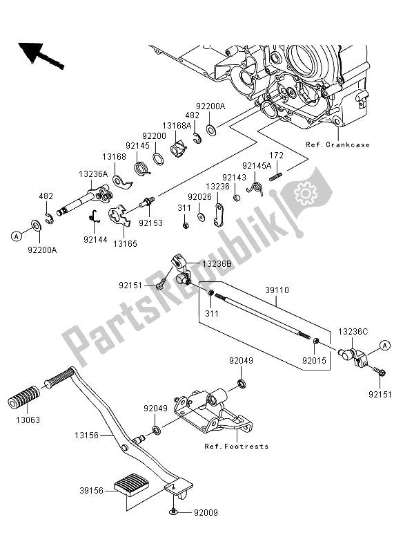 Toutes les pièces pour le Mécanisme De Changement De Vitesse du Kawasaki VN 1700 Voyager ABS 2012