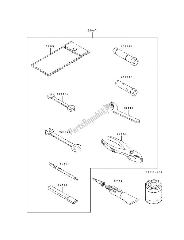 All parts for the Owners Tools of the Kawasaki KLX 250 1993