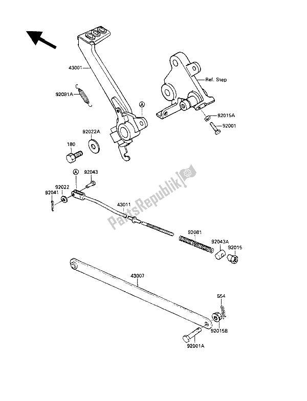 Tutte le parti per il Pedale Del Freno del Kawasaki GPZ 500S 1989