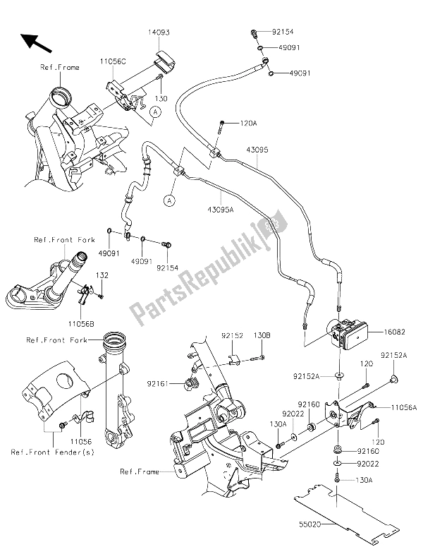 Alle onderdelen voor de Remleidingen van de Kawasaki Vulcan S ABS 650 2015