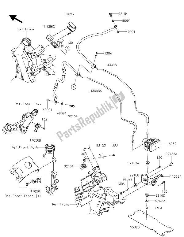 Todas as partes de Tubulação De Freio do Kawasaki Vulcan S ABS 650 2015