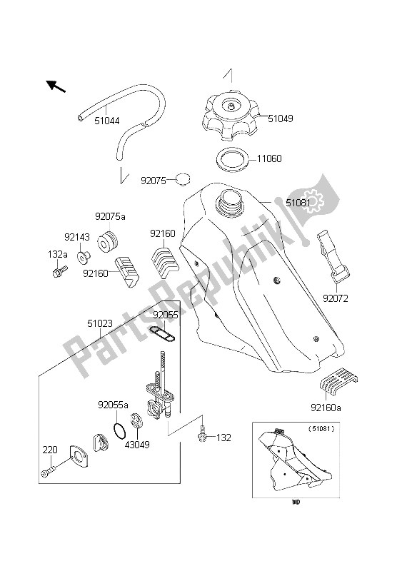 Tutte le parti per il Serbatoio Di Carburante del Kawasaki KLX 300R 2000