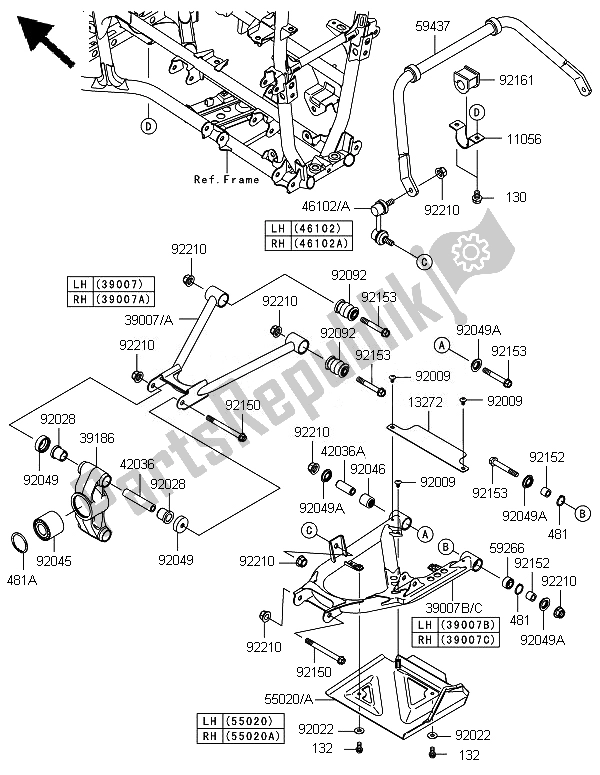 Tutte le parti per il Sospensione Posteriore del Kawasaki Brute Force 650 4X4I 2014