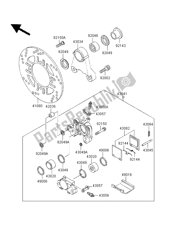 Toutes les pièces pour le Frein Arriere du Kawasaki ZZR 1100 1996