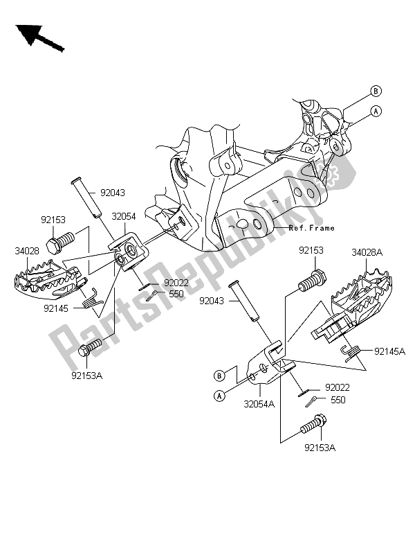 All parts for the Footrests of the Kawasaki KX 250F 2006