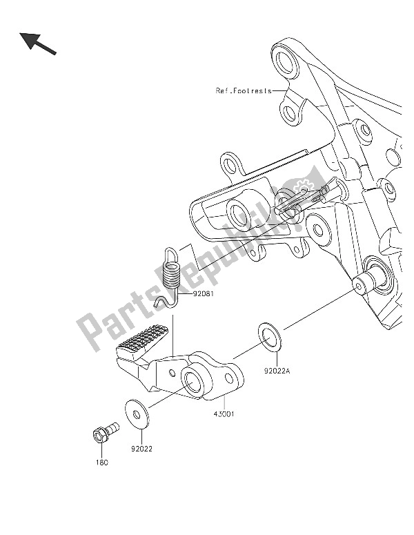 Alle onderdelen voor de Rempedaal van de Kawasaki ER 6F 650 2016