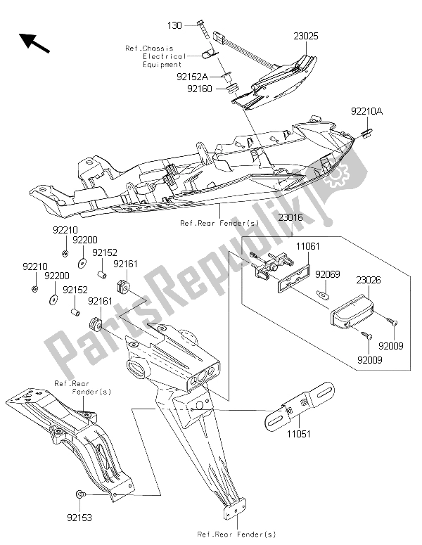 All parts for the Taillight(s) of the Kawasaki Ninja ZX 6R 600 2015