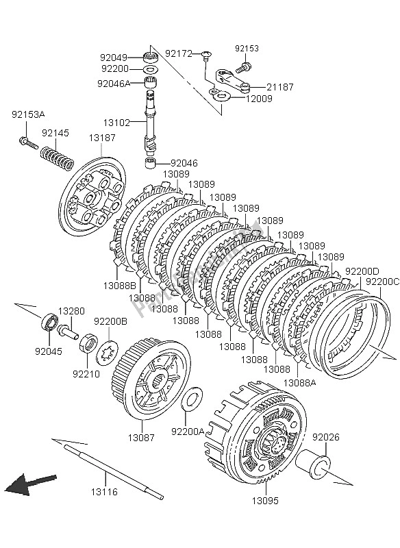 Todas las partes para Embrague de Kawasaki KFX 400 2005