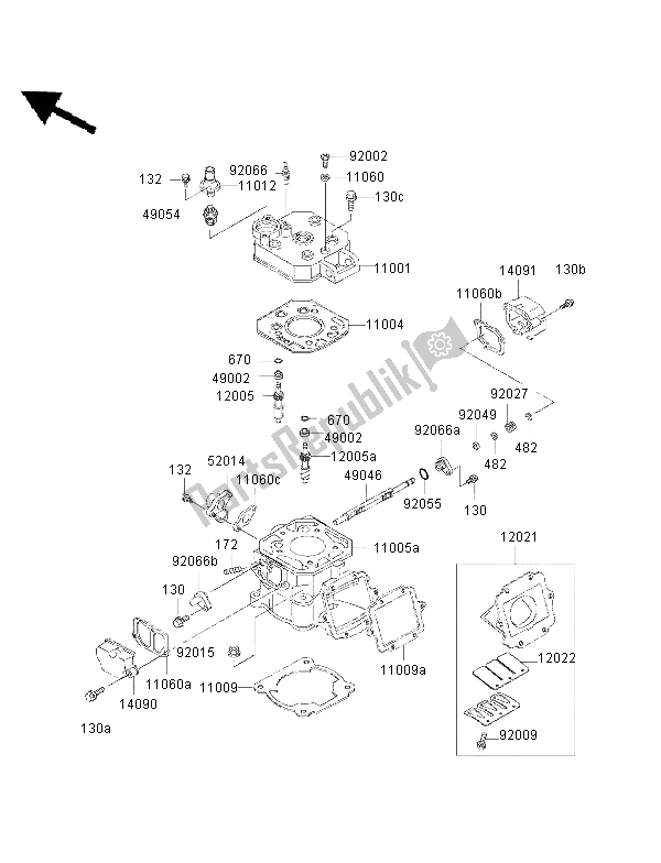 Tutte le parti per il Testata E Cilindro del Kawasaki KMX 125 1999