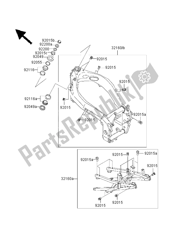 Todas las partes para Marco de Kawasaki Ninja ZX 7R 750 2000