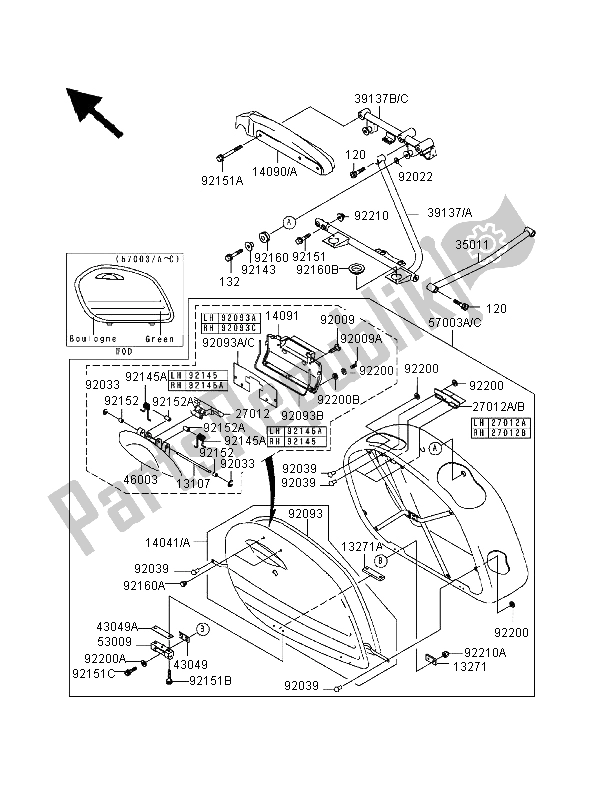 All parts for the Saddle Bags of the Kawasaki VN 1500 Classic Tourer 1998