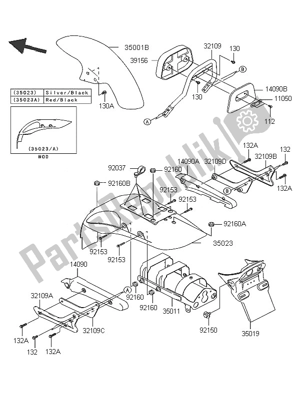 All parts for the Fenders of the Kawasaki Eliminator 125 2005