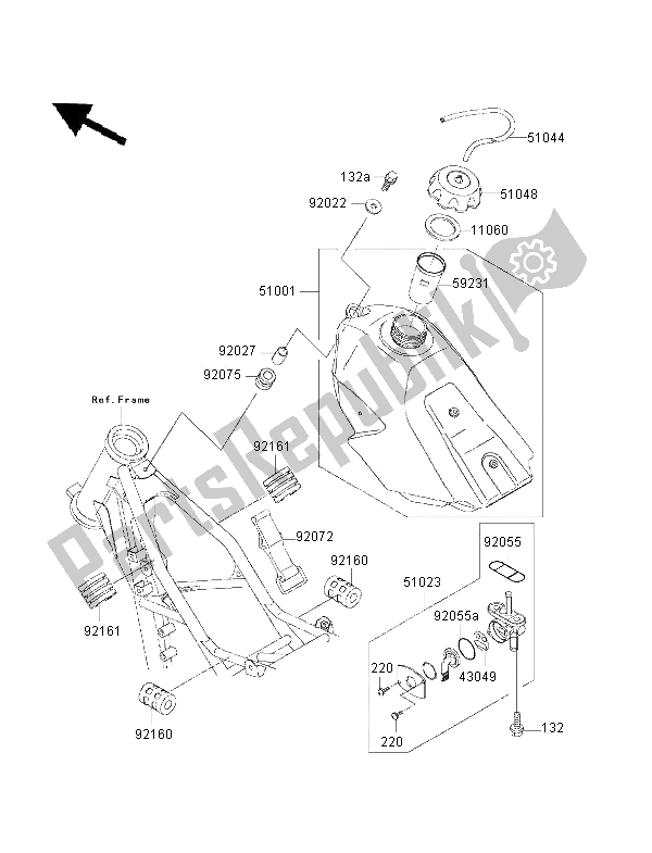 All parts for the Fuel Tank of the Kawasaki KX 85 LW 2001