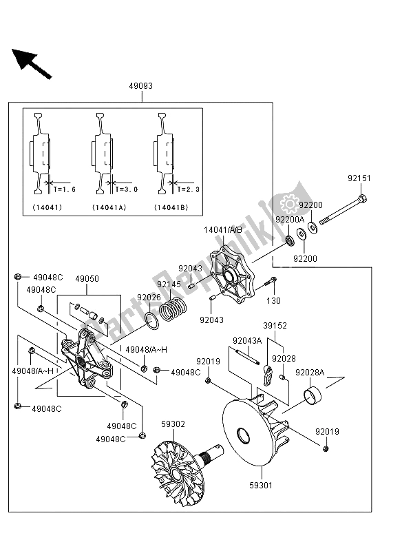 Todas las partes para Convertidor De Accionamiento de Kawasaki KVF 360 4X4 2012