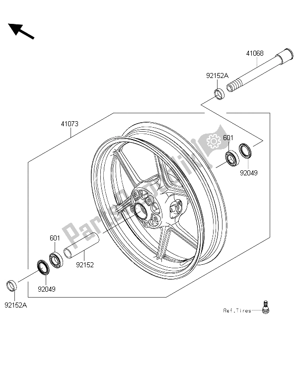 Toutes les pièces pour le Moyeu Avant du Kawasaki Versys 1000 2015