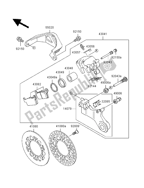 All parts for the Rear Brake of the Kawasaki KX 500 1996