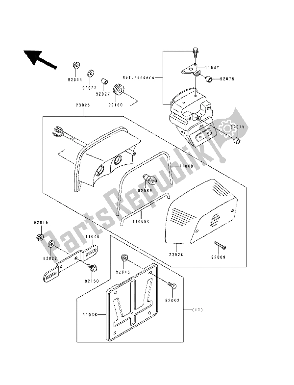 All parts for the Taillight(s) of the Kawasaki EN 500 1994