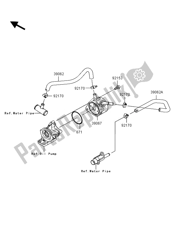 All parts for the Oil Cooler of the Kawasaki Ninja ZX 6R 600 2011