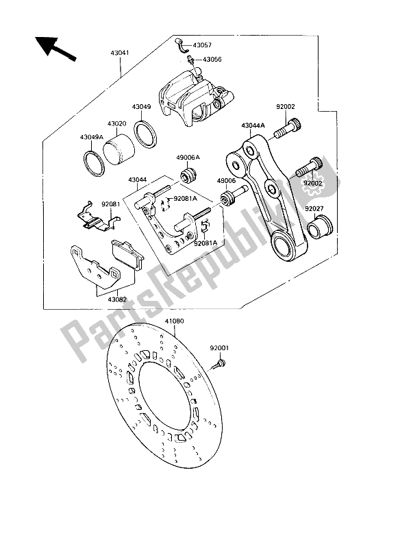 Tutte le parti per il Freno Posteriore del Kawasaki GPZ 900R 1989