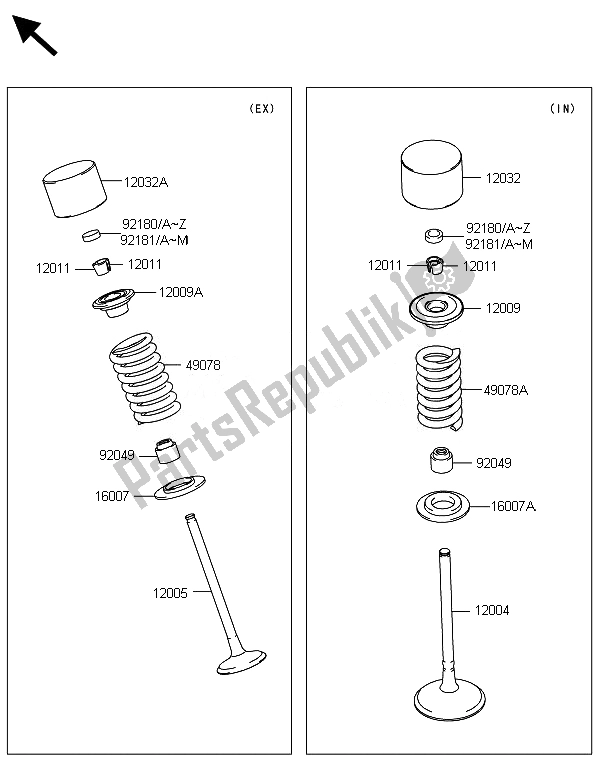 All parts for the Valve(s) of the Kawasaki KX 250F 2014