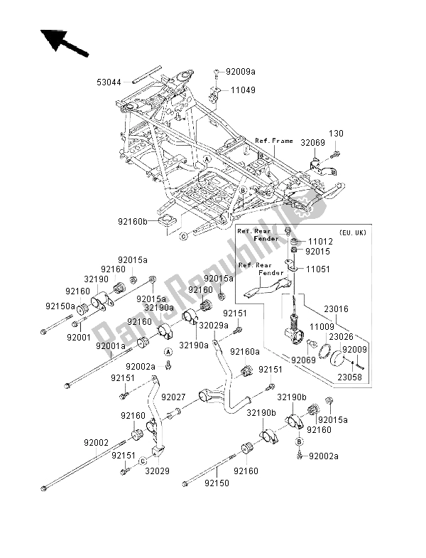 All parts for the Engine Mount of the Kawasaki KVF 400 2000