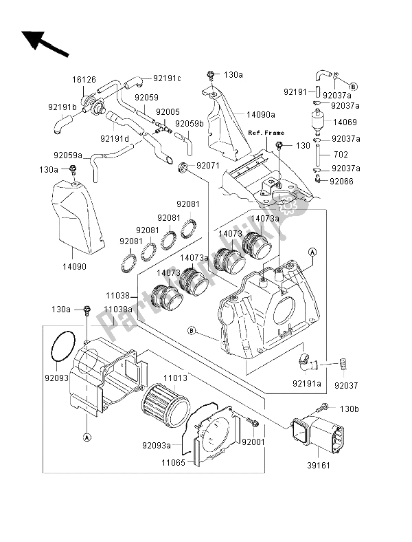 Toutes les pièces pour le Purificateur D'air du Kawasaki ZRX 1200S 2002