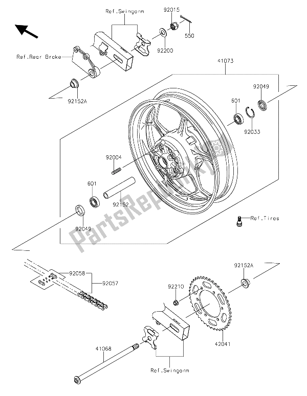 All parts for the Rear Hub of the Kawasaki Z 250 SL 2015