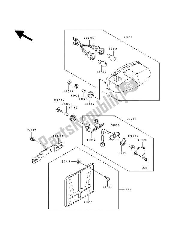 Tutte le parti per il Lampada Di Coda del Kawasaki ZXR 400 1991