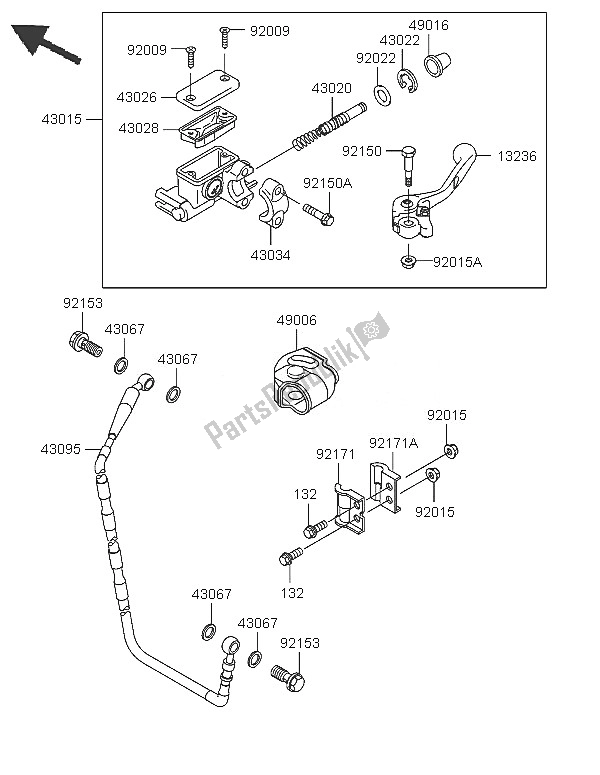 Wszystkie części do Przedni Cylinder G?ówny Kawasaki KX 250 2005