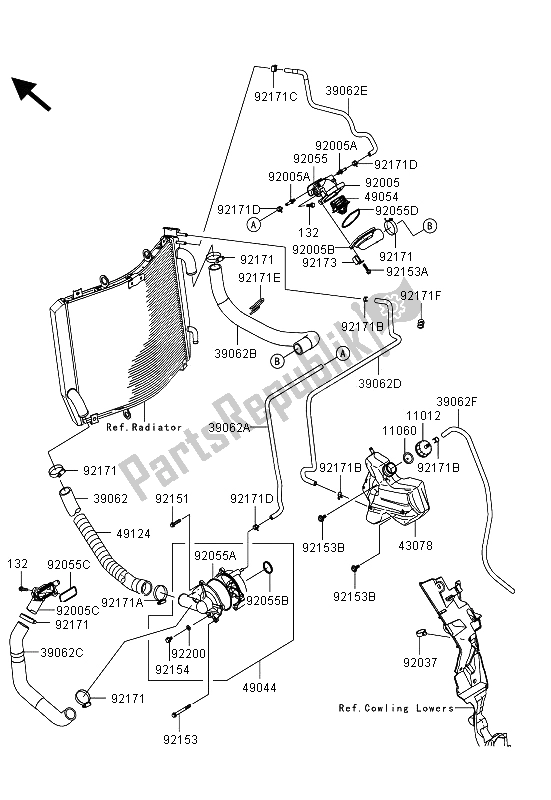 All parts for the Water Pipe of the Kawasaki ZZR 1400 ABS 2013