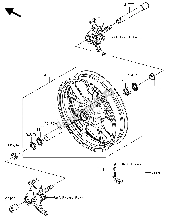 Tutte le parti per il Mozzo Anteriore del Kawasaki 1400 GTR ABS 2014