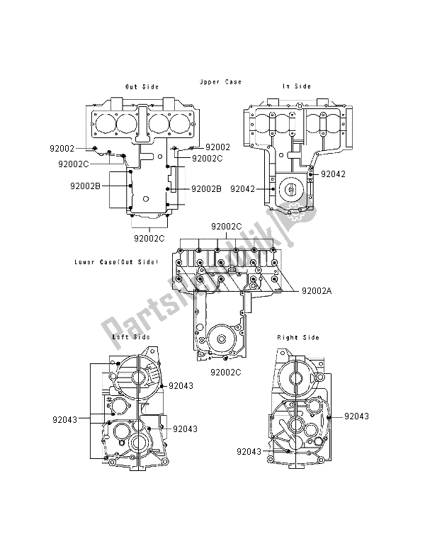 Tutte le parti per il Modello Del Bullone Del Basamento del Kawasaki Zephyr 550 1998