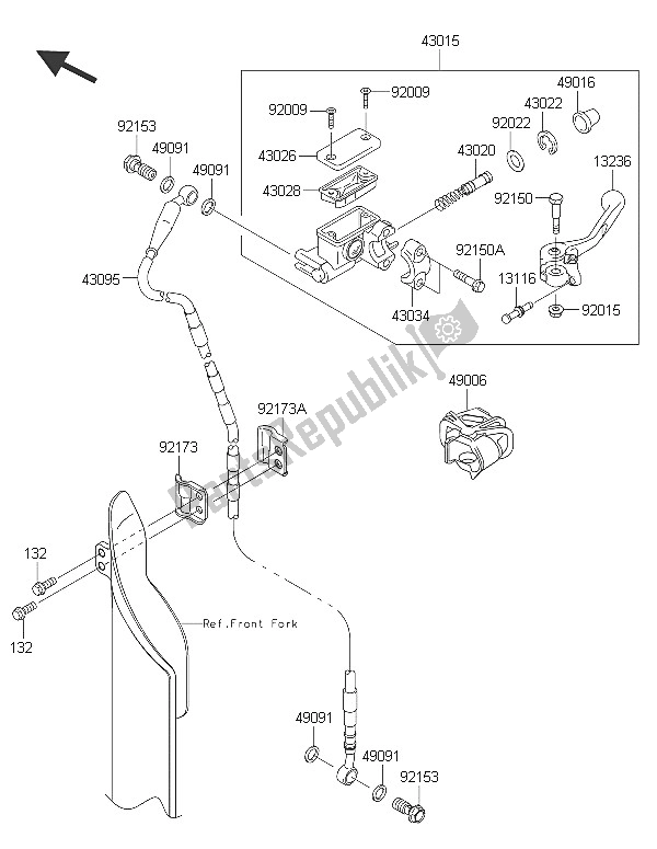 All parts for the Front Master Cylinder of the Kawasaki KX 250F 2016