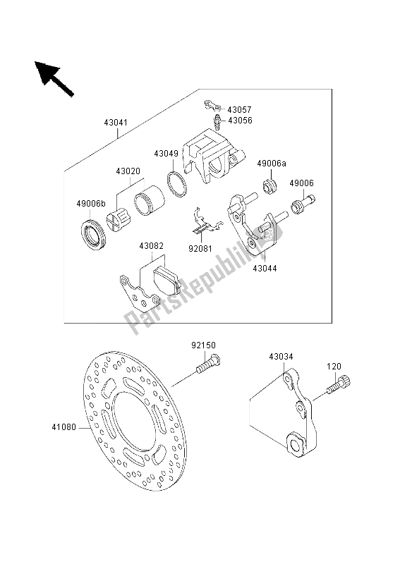 All parts for the Rear Master of the Kawasaki GPZ 500S 2003