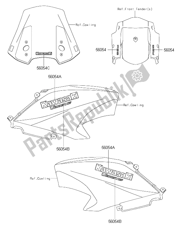 Wszystkie części do Kalkomanie (bia? E) Kawasaki Versys 650 ABS 2015