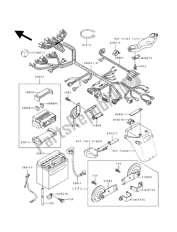 All parts for the Electrical Equipment of the Kawasaki GPZ 500S 1993