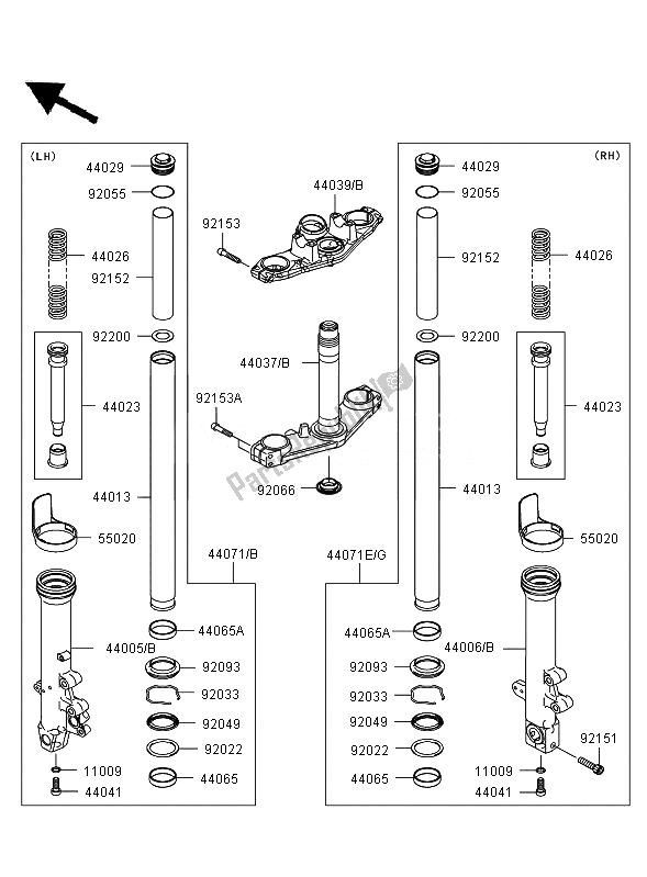 All parts for the Front Fork of the Kawasaki ER 6F ABS 650 2007