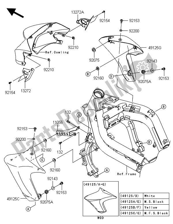 All parts for the Shroud of the Kawasaki ER 6N ABS 650 2014