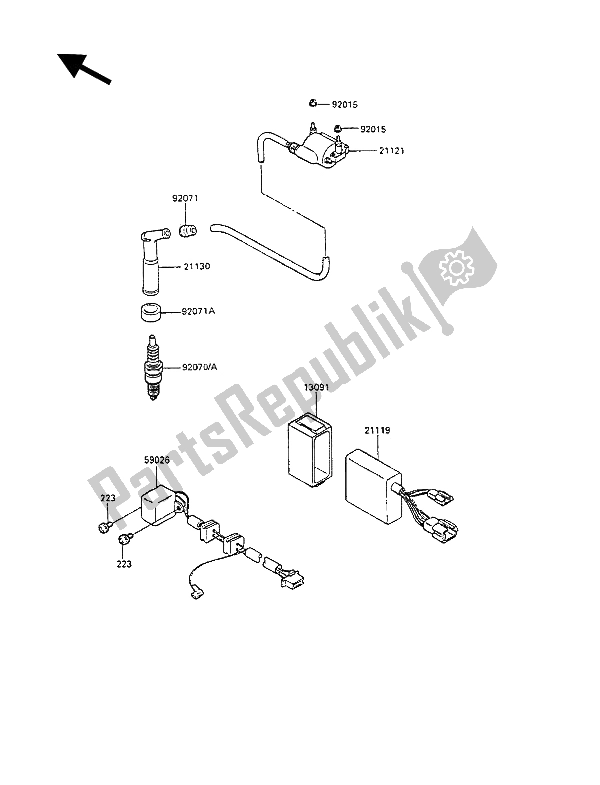 All parts for the Ignition Coil of the Kawasaki KLR 250 1992