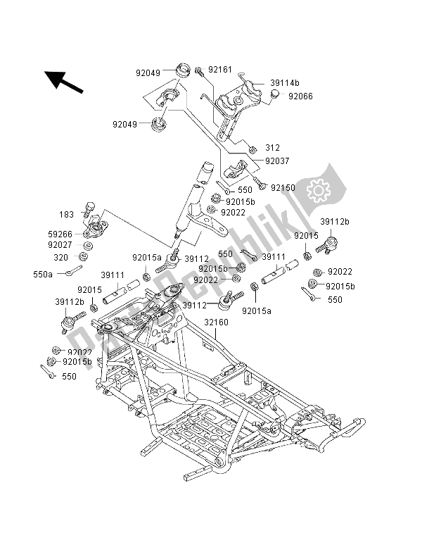 All parts for the Frame of the Kawasaki KVF 400 4X4 2002