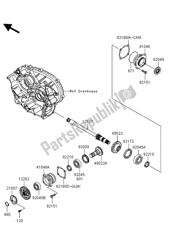 Tutte le parti per il Ingranaggio Conico Anteriore del Kawasaki KVF 750 4X4 EPS 2013