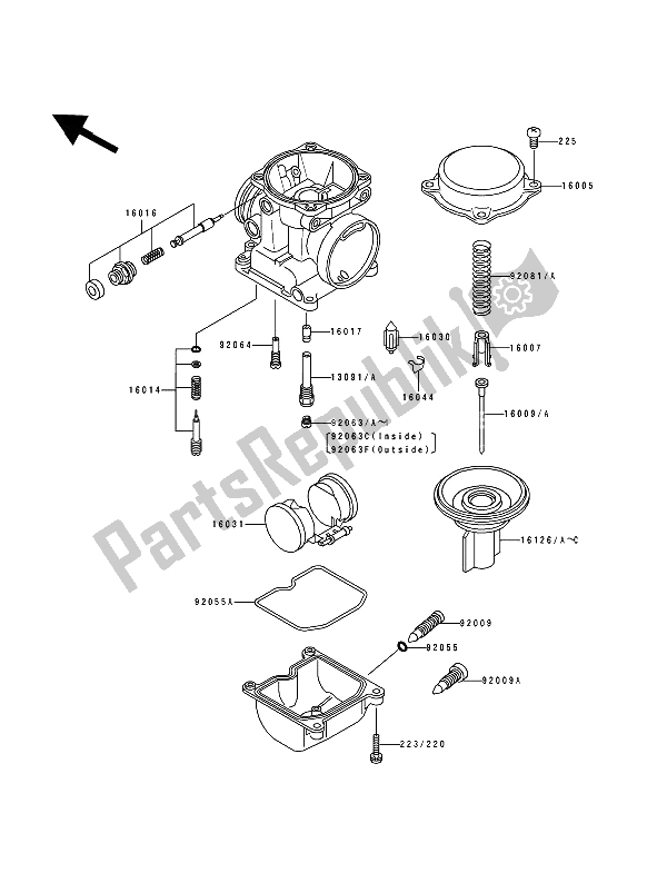 Todas as partes de Partes Do Carburador do Kawasaki Zephyr 550 1992